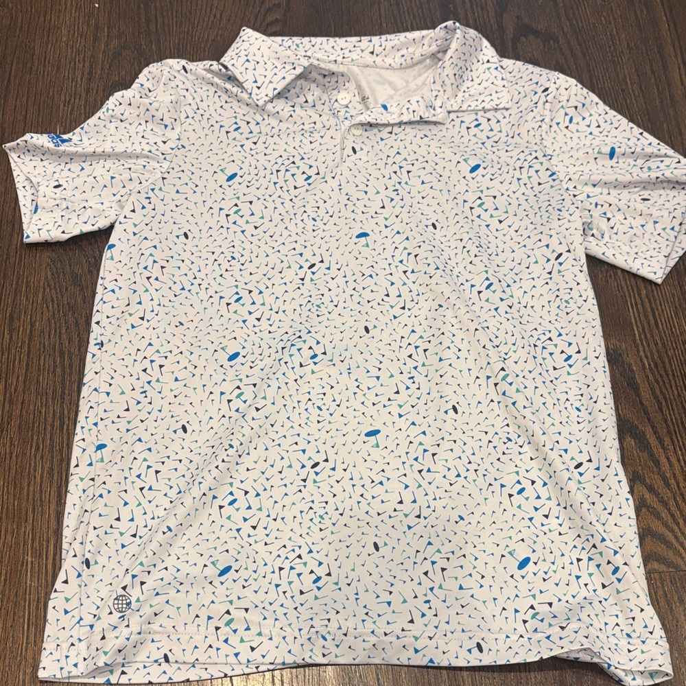 Adidas Boy’s White and Blue Polo Shirt Size Medium